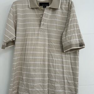 Greg Norman Collection Beige Striped Polo Shirt
